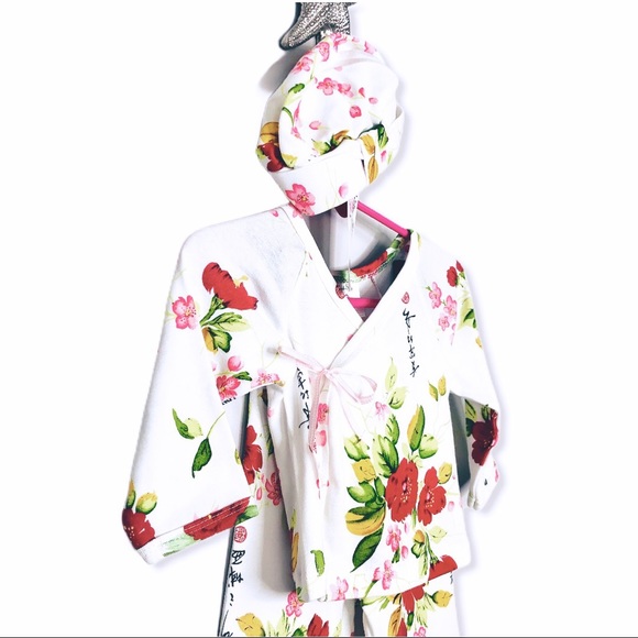 NWT 6 Mo Kimono Set w Hat in Tulle Gift Bag - Picture 15 of 16